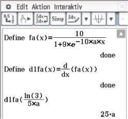 Mathematische Gleichungen und Ableitungen in einem Software-Interface.