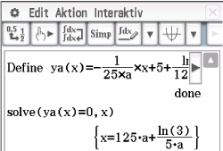 Mathematische Gleichung und Berechnung in einer Softwareanwendung.