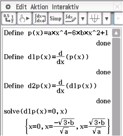 Mathematische Gleichungen und Ableitungen in einer Softwareoberfläche.