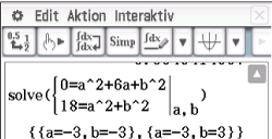 Mathematische Gleichungen und Lösungsansätze in einem interaktiven Software-Interface.