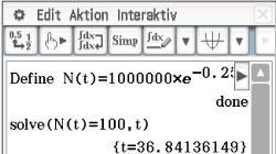 Mathematische Gleichung und Lösung in einer Softwareanwendung.
