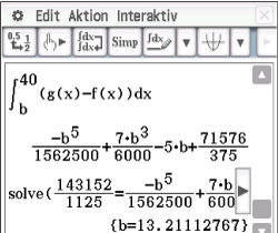 Mathematische Gleichung in einem interaktiven Programm zur Lösung von Integralen und Variablen.