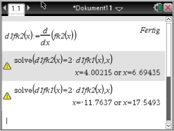 Screenshot eines mathematischen Dokuments mit Gleichungen und Lösungen.