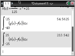 Mathematische Berechnungen in einem Dokumentenfenster mit Integralen und Ergebnissen.