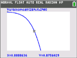 Grafik einer mathematischen Funktion mit blauer Kurve und Koordinatenangaben.
