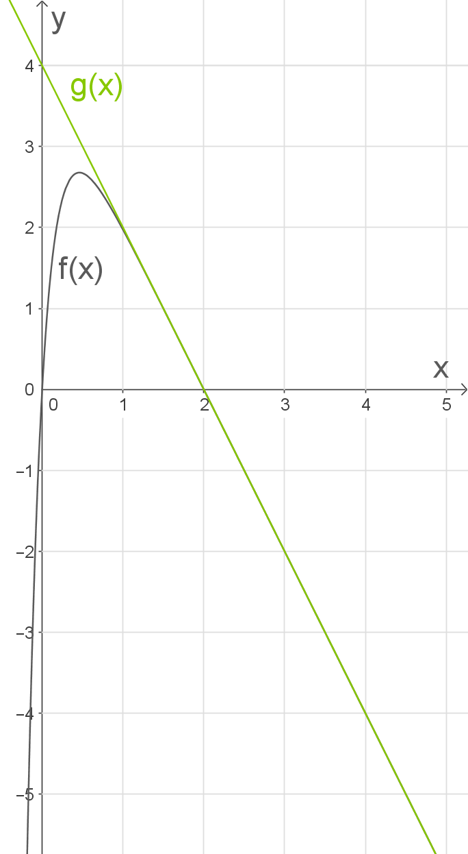 Graphen von zwei Funktionen f(x) und g(x) in einem Koordinatensystem.