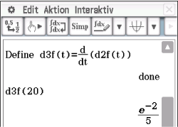 Mathematische Berechnungen in einer Software mit Definition und Ableitung einer Funktion.