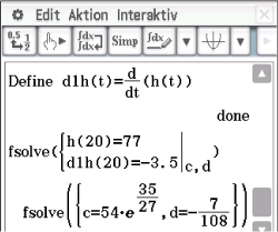 Mathematische Software-Oberfläche mit Gleichungen und Funktionen zur Lösung von Differentialgleichungen.