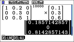 Mathematik-Software zeigt eine Matrixmultiplikation mit Ergebnissen.