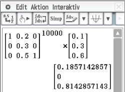 Mathematische Berechnung mit Matrizen und Ergebnissen in einer Software-Umgebung.