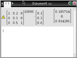 Mathematische Berechnungen in einer Softwareanwendung mit Matrizen und Ergebnissen.