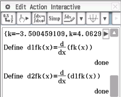 Mathematische Software-Oberfläche mit Ableitungsdefinitionen und Variablen.