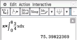 Mathematische Berechnung mit Integral und Ergebnis in einem digitalen Tool.