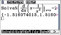 Bildschirmansicht einer mathematischen Software mit einer Gleichung zur Lösung einer Ableitung.