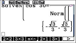 Mathematische Berechnung auf einem Taschenrechner mit Trigonometrie und Normen.