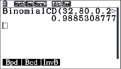 Mathematische Berechnung auf einem Taschenrechner mit Binomialverteilung.