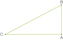 Diagramm eines rechtwinkligen Dreiecks mit den Punkten A, B und C.