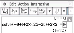 Screenshot eines mathematischen Problems in einer Software mit einer Gleichung und einer Lösung.