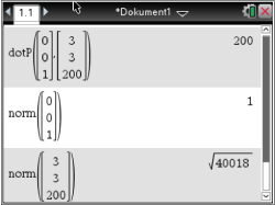 Mathematische Berechnungen mit Vektoren und Normen in einer Software-Anwendung.