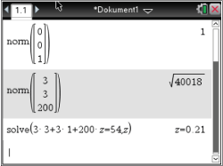 Mathematische Berechnungen und Gleichungsauflösungen in einer Software-Oberfläche.