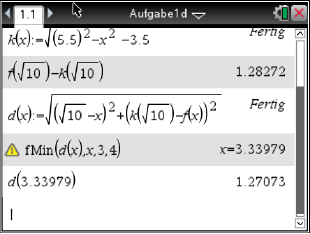 Screenshot eines Mathematikprogramms mit Funktionen und Berechnungen.