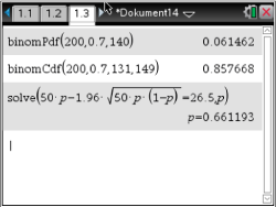 Screenshot eines mathematischen Programms mit Berechnungen und Lösungsansätzen.