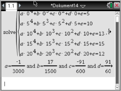 Mathematische Gleichungen und Lösungen in einem Software-Dokument.