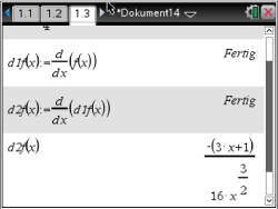 Mathematische Gleichungen und Ableitungen in einem Dokument.