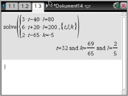 Mathematische Gleichungen und deren Lösungen in einem grafischen Interface.