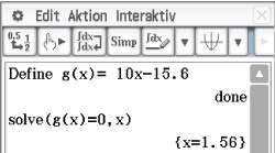 Screenshot eines mathematischen Programms mit Funktionen und Gleichungen.