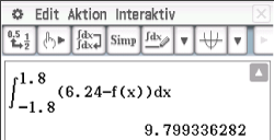 Mathematische Gleichung mit Integral und Ergebnis in einem interaktiven Fenster.
