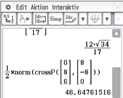 Mathematische Berechnung mit Formeln und Matrizen in einer Software-Oberfläche.