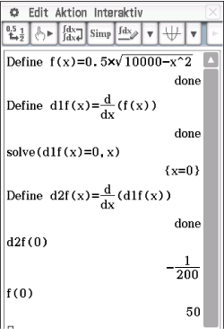 Mathematische Berechnungen und Ableitungen in einer Softwareanwendung.