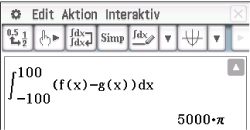 Mathematische Gleichung mit Integral und Funktionen f(x) und g(x) in einer Softwareanwendung.
