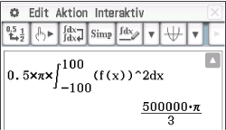 Mathematische Gleichung mit Integralen und π in einer Softwareanwendung.