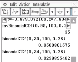 Mathematische Berechnungen mit Funktionen für die binomialverteilte Zufallsvariable.
