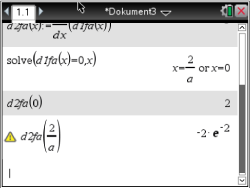 Screenshot eines mathematischen Dokuments mit Berechnungen und Gleichungen in einer Software.