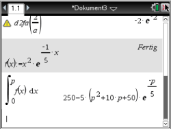 Mathematische Gleichung und Integralberechnung auf einem digitalen Dokument.